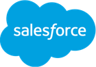 The Salesforce logo, featuring the company name in white text inside a bright blue cloud shape.