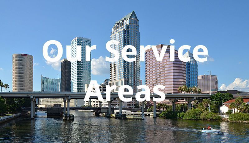 A picture of a city with the words our service areas above it