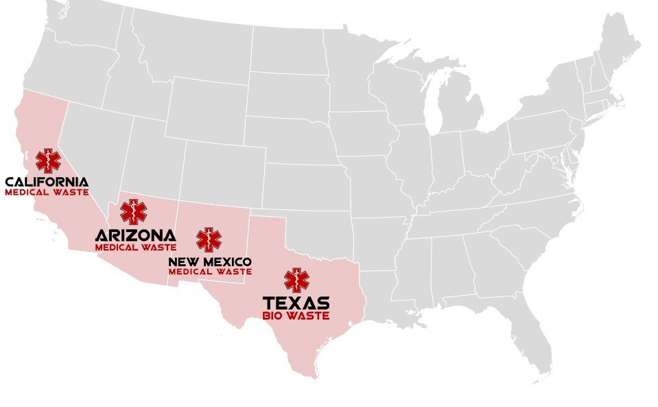Map of USA with locations highlighted
