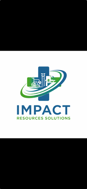 Logo for Impact Resources Solutions with a medical cross design and a blue and green color scheme.