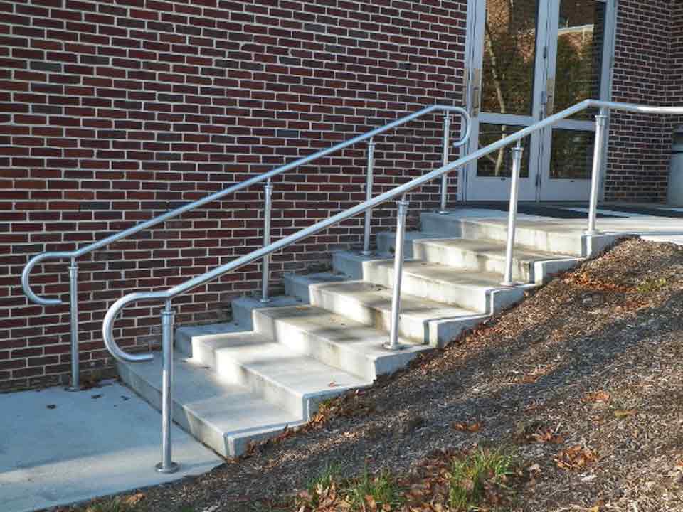 Stair hand railing fabricated by Mustang Fabrication, Inc. in Bellefonte, PA