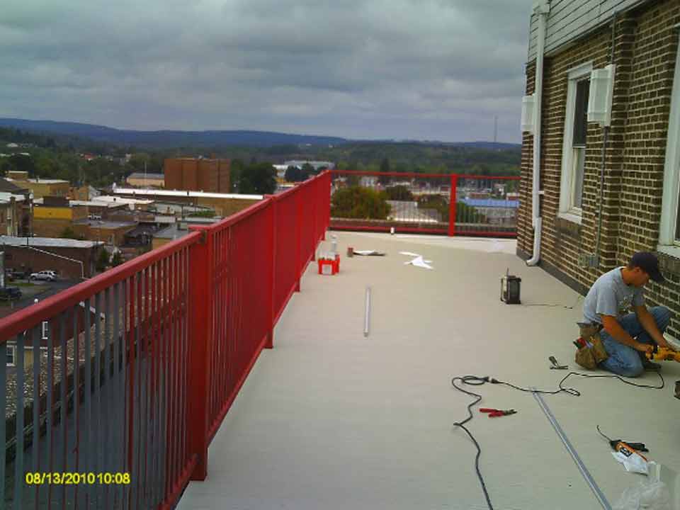 Balcony rail guard fabricated by Mustang Fabrication, Inc. in Bellefonte, PA