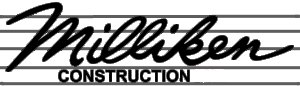 Milliken Construction logo in black cursive text over horizontal lines.