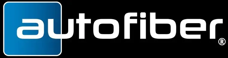 Logo for Autofiber, with white text on a blue square and the Autofiber name.