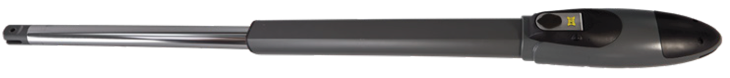 A close up of a black object on a white background.