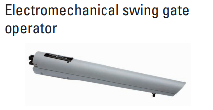 A picture of an electromechanical swing gate operator