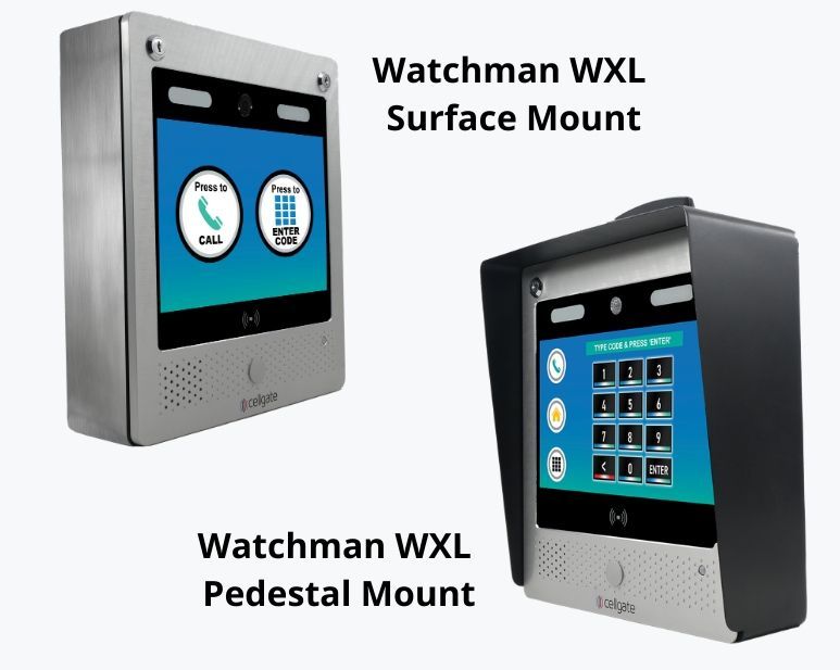 A picture of a watchman wxl surface mount and a watchman wxl pedestal mount