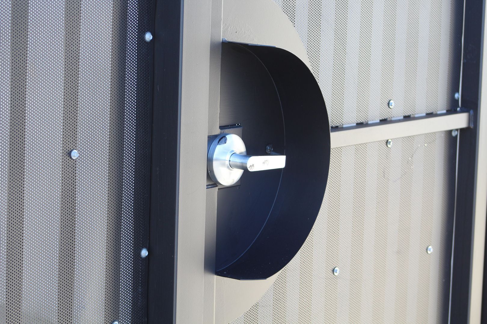 A close up of a door with a handle on it