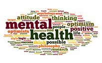 Mental health concept in word tag cloud on white