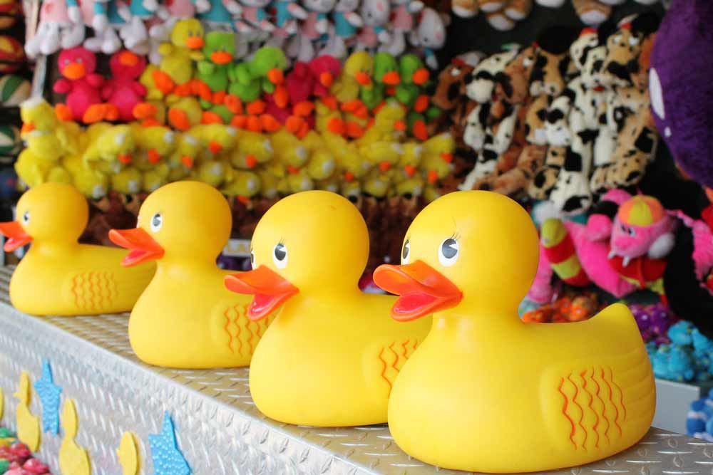 Ducks And Other Stuff Toys In An Amusement Park