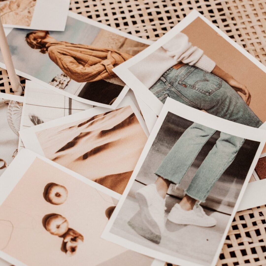 A pile of photos of a woman 's legs and earrings