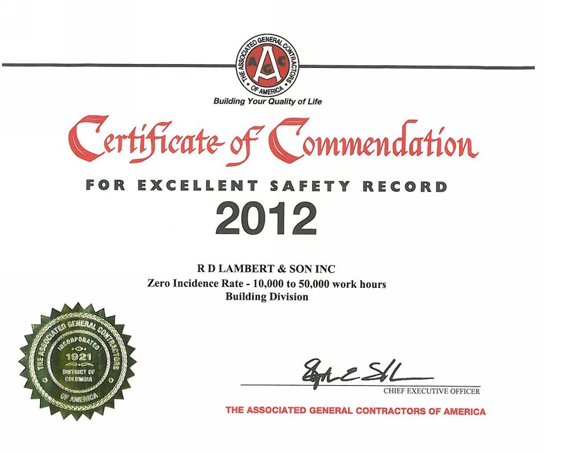 certificate of commendation