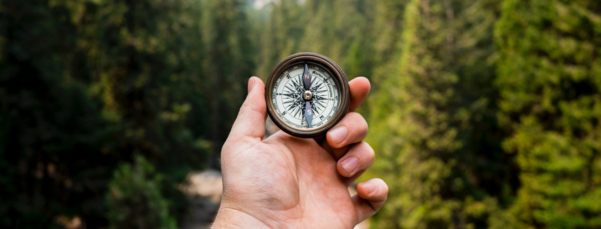 Picture of a hand holding a compass