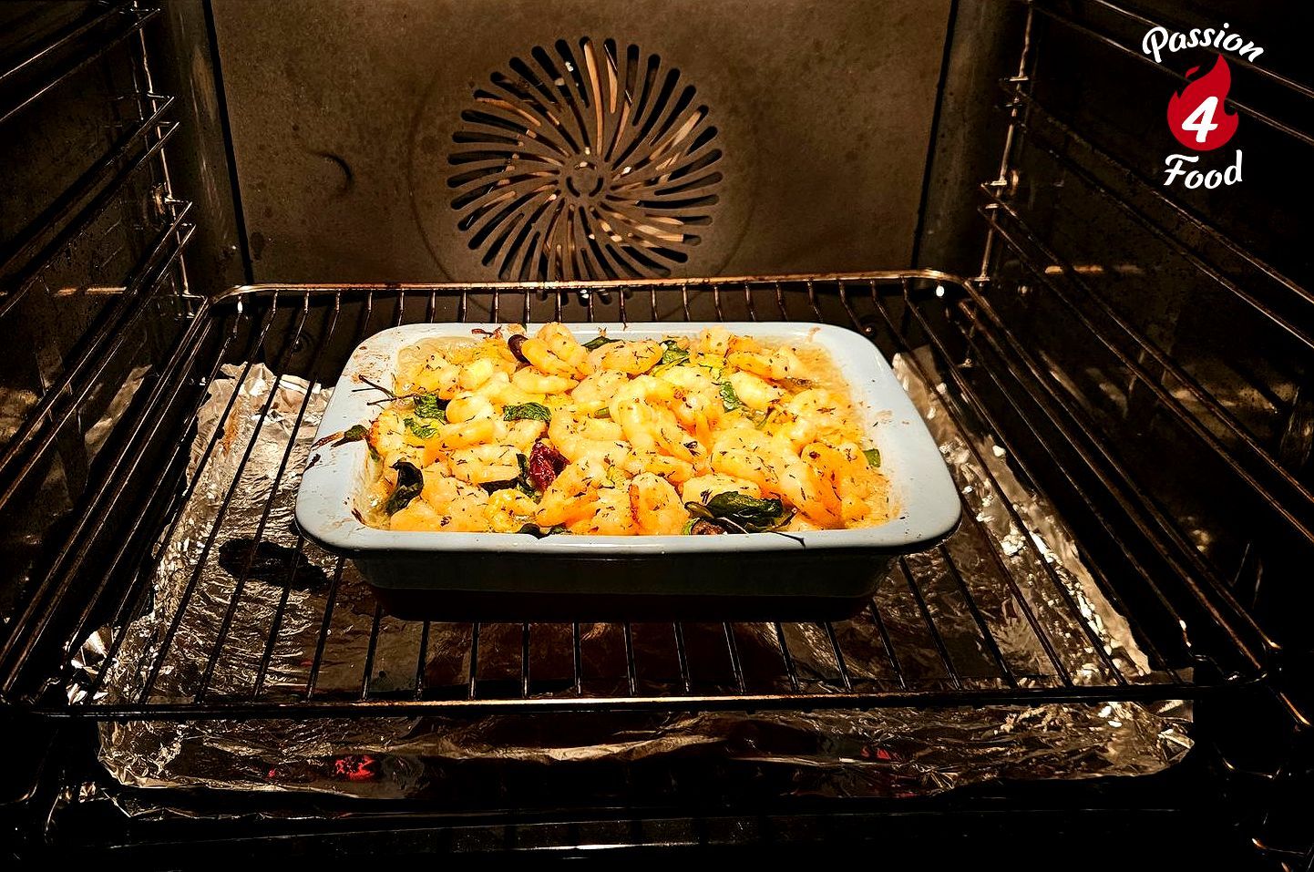 Orzo met garnalen en courgette ovenschotel