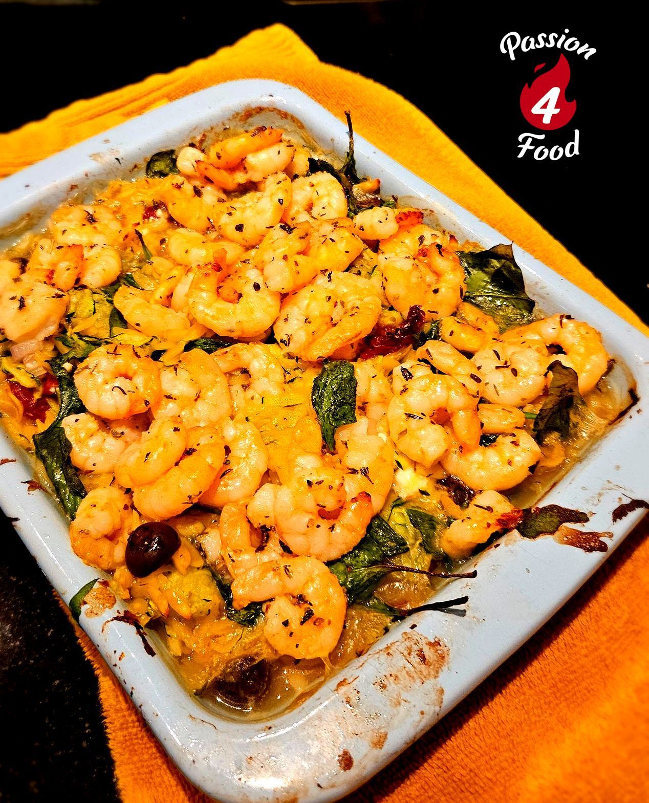 Orzo met garnalen en courgette ovenschotel Orzo met garnalen en courgette ovenschotel