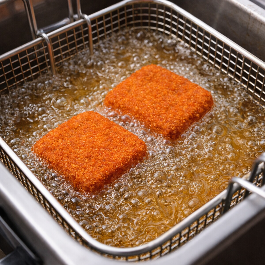 Bamischijven in frituurpan Bamischijven in frituurpan