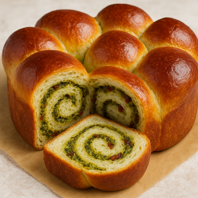 brioche met pesto-tomaatvulling brioche met pesto-tomaatvulling