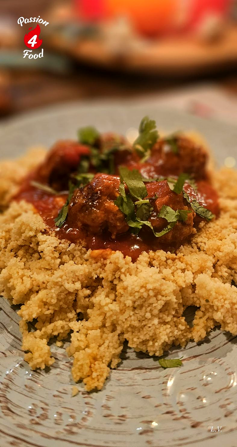 Harissa gehaktballetjes met couscous 