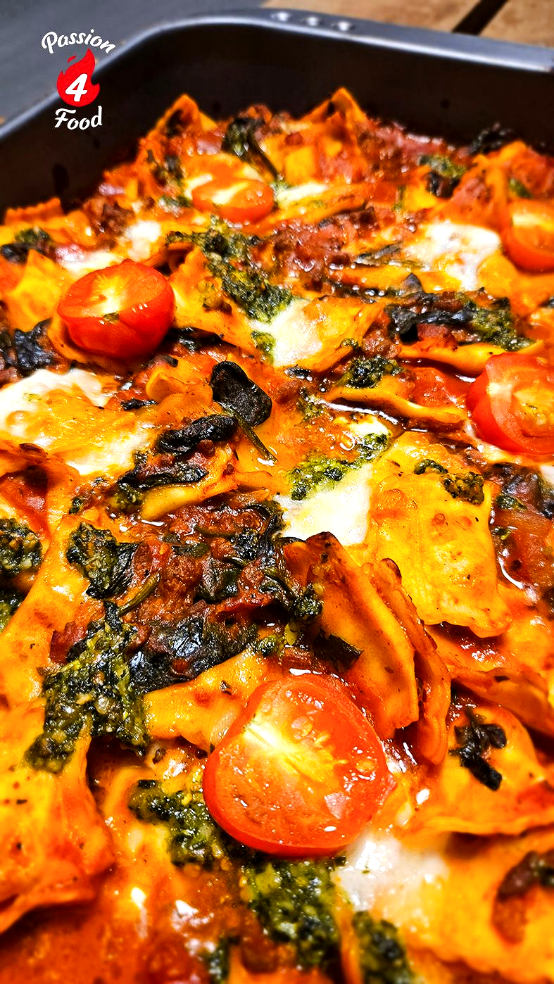 Ravioli Ovenschotel met gehakt en Mozzarella