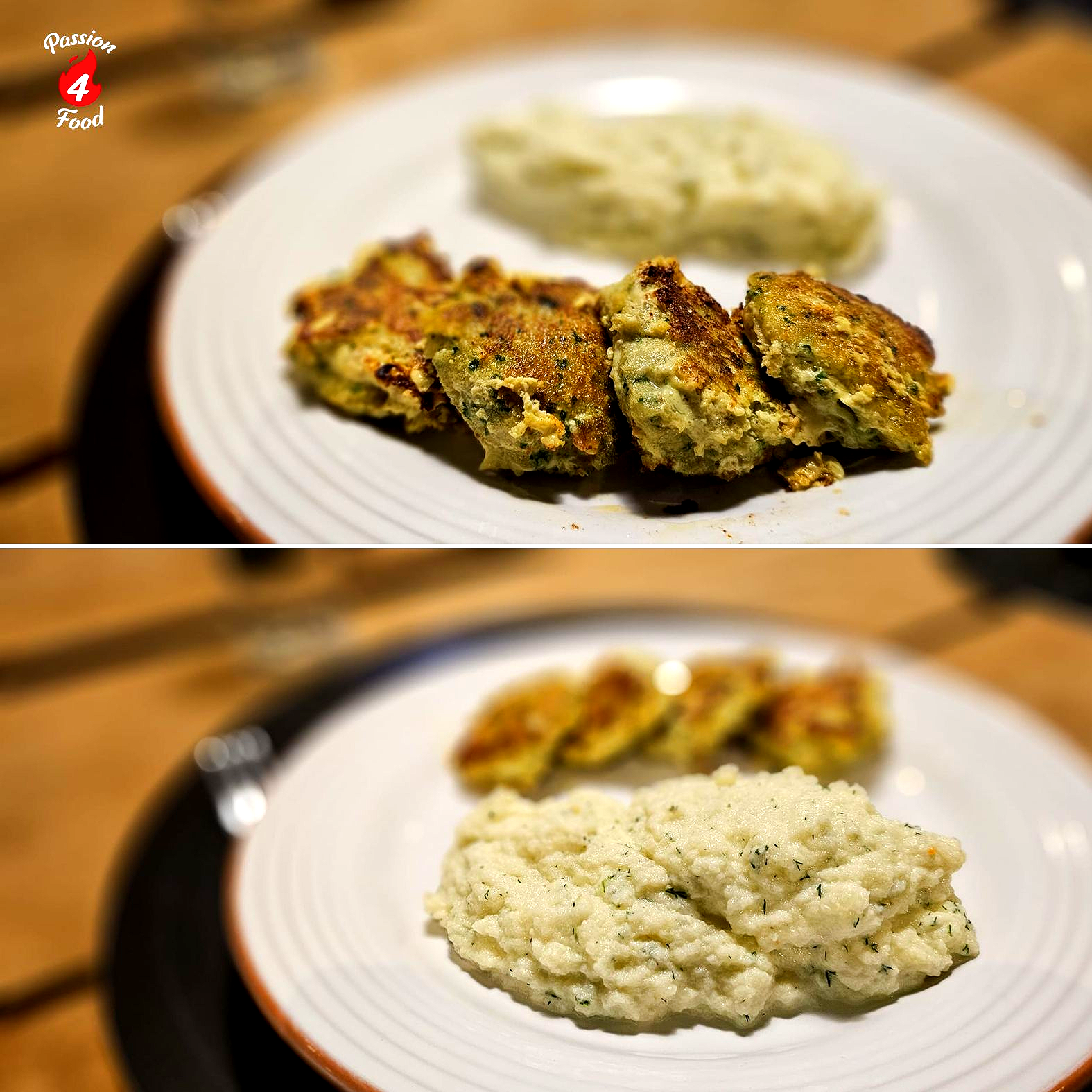 viskoekjes met bloemkool dillepuree