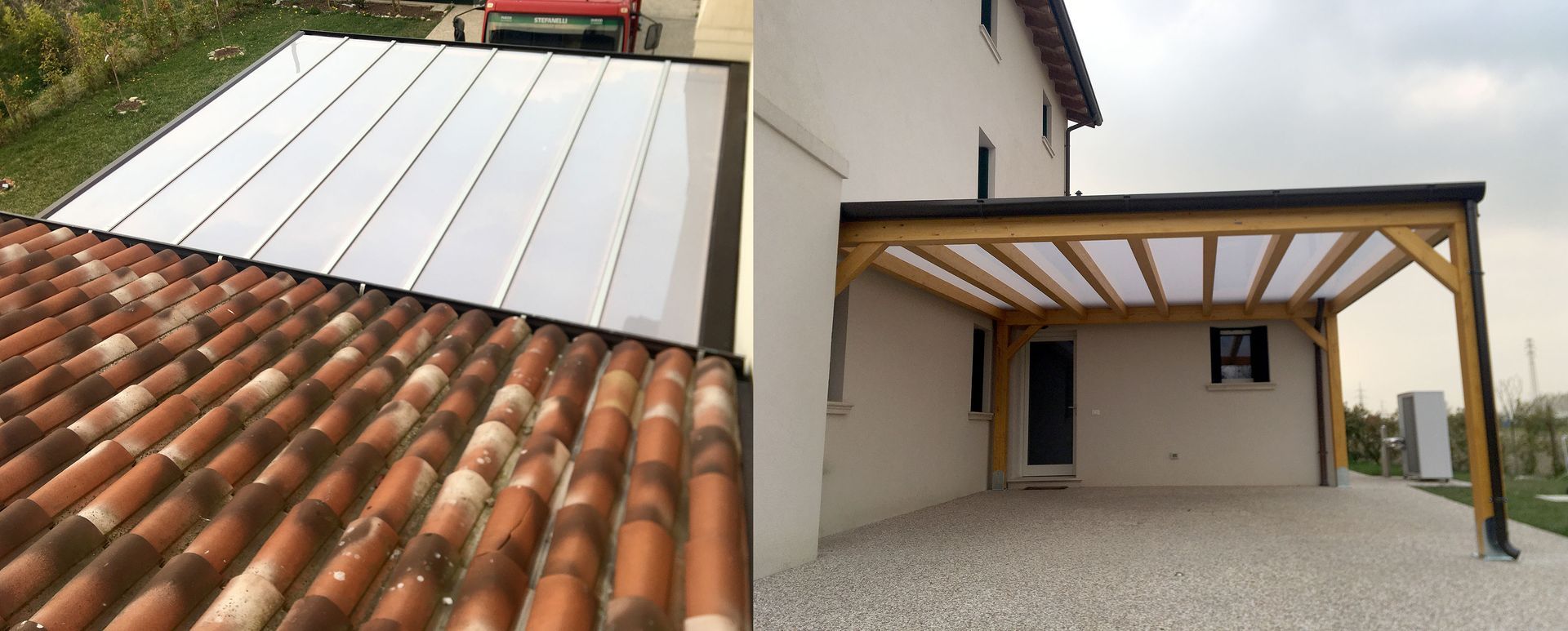 Tettoia moderna in policarbonato