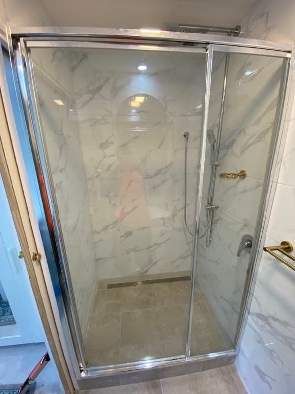 Marble Style Shower With Glass Door — ASAP Glass Pty Ltd