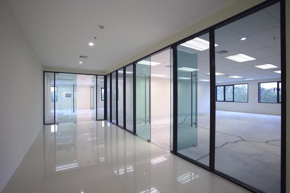 Empty Office With Glass Partitions