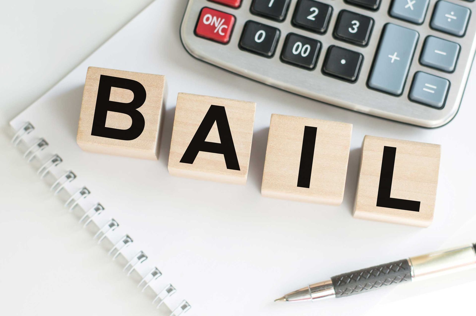 The bail bonds concept with wooden blocks spelling 