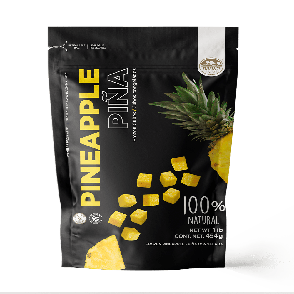 Una bolsa de rodajas de piña 100% naturales.
