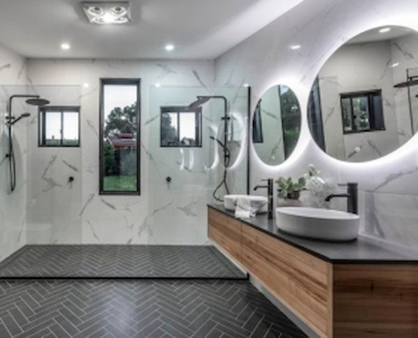 A Bathroom With Two Sinks and Two Mirrors — Canberra Bathroom Solutions in Ngunnawal, ACT