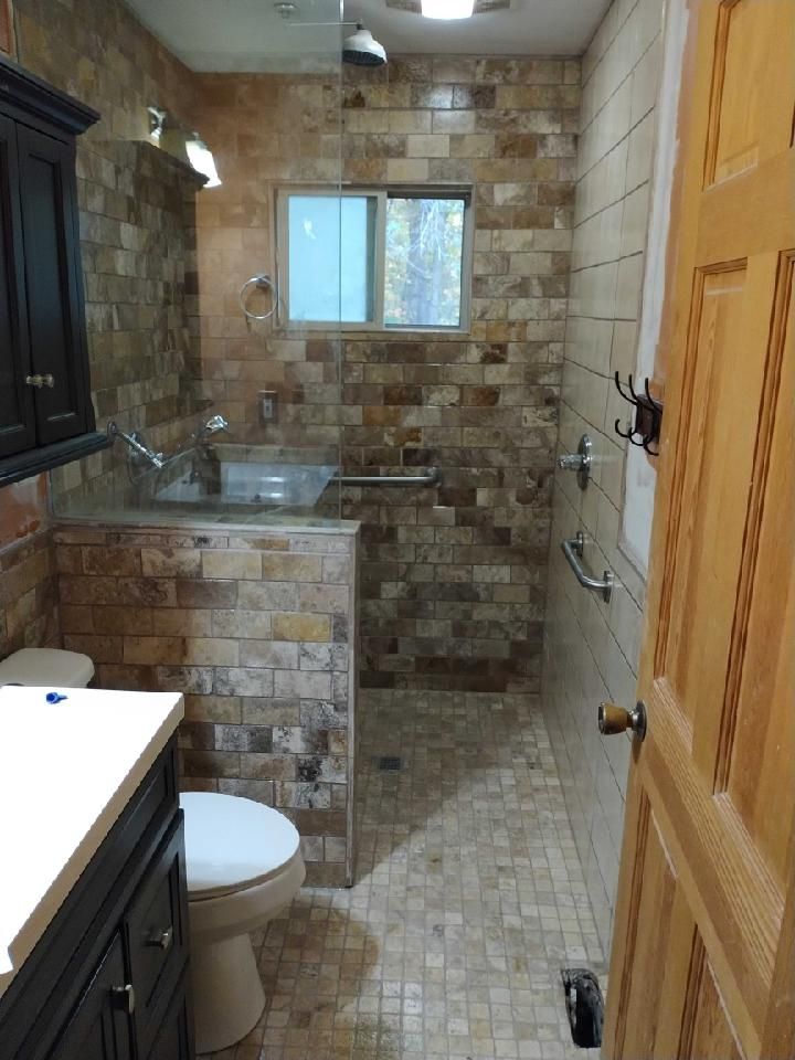 Bathroom with Brick Walls — Hillsboro, OH — Two Women Contractors