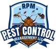 A logo for rpm pest control management llc