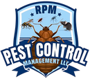 A logo for rpm pest control management llc