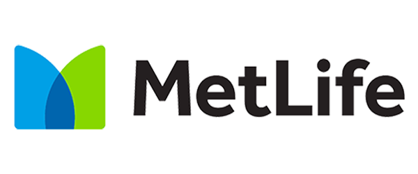 MetLife logo featuring blue and green shapes with the word "MetLife" in black.