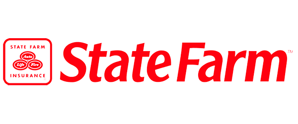 State Farm logo: Red text "State Farm" with red and white icon of three circles.