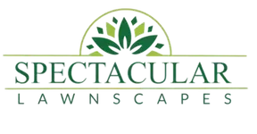 Green logo with text "Spectacular Lawnscapes" and a plant-themed arch.