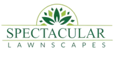 Green logo with text "Spectacular Lawnscapes" and a plant-themed arch.