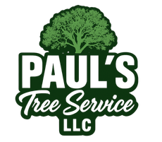 The logo for Paul 's Tree Service LLC has a tree on it.