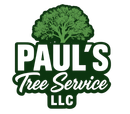 The logo for Paul 's Tree Service LLC has a tree on it.