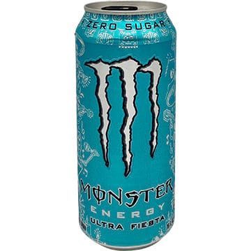 Monster Energy Ultra Fiesta zero sugar energy drink can, teal and white.