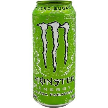 Green Monster Energy Ultra Paradise zero sugar energy drink can.