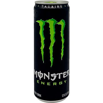 Black Monster Energy drink can with a green claw-like logo.