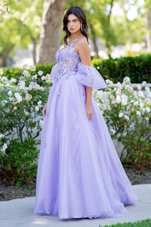 purple floral wedding dress Lavender Floral Embroidered Long Sleeve Wedding Dress MissJophiel