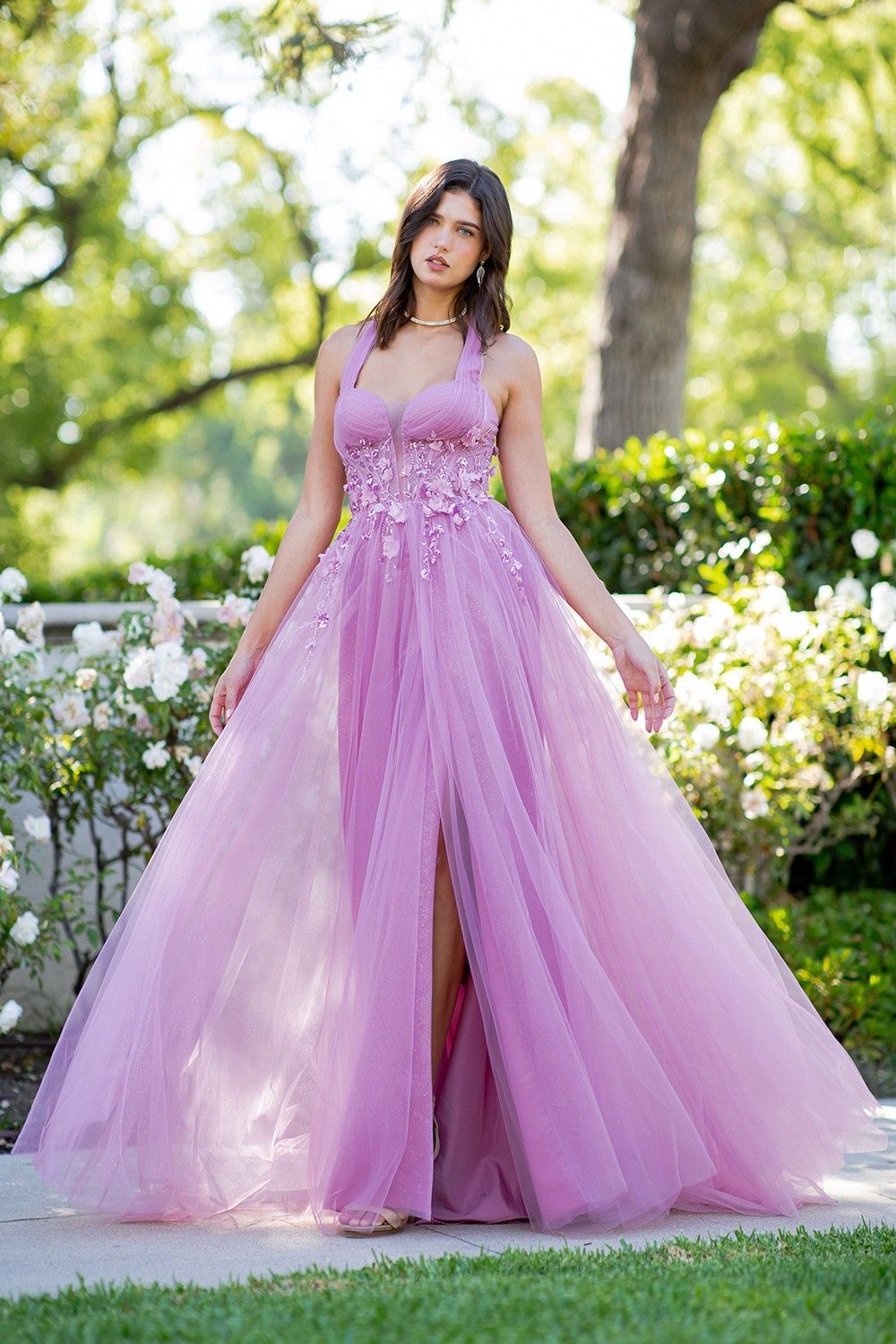 Elegant lilac formal prom evening gown at beyond le veils bridal