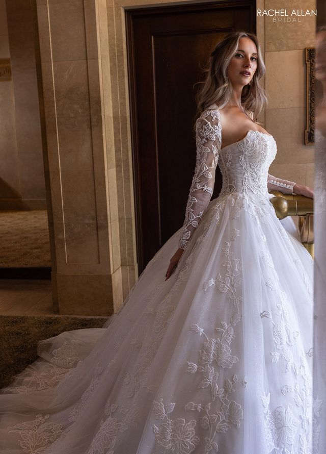 slim fit dress slacks A-Line Detachable Off-Shoulder Empire Glitter Tulle Wedding Dress