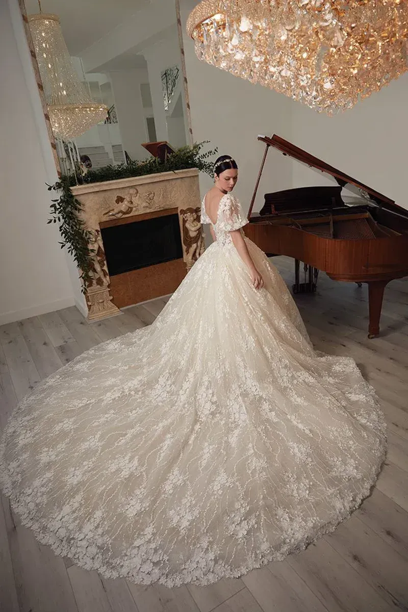 861C Valona 3D Floral Cathedral Ballgown