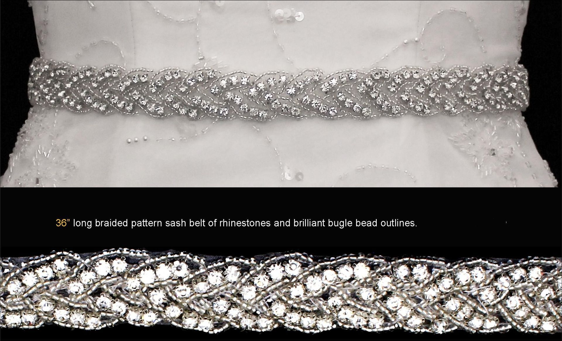 53BJ Crystal Grace Braided Rhinestone Jewelry Belt / Hairband