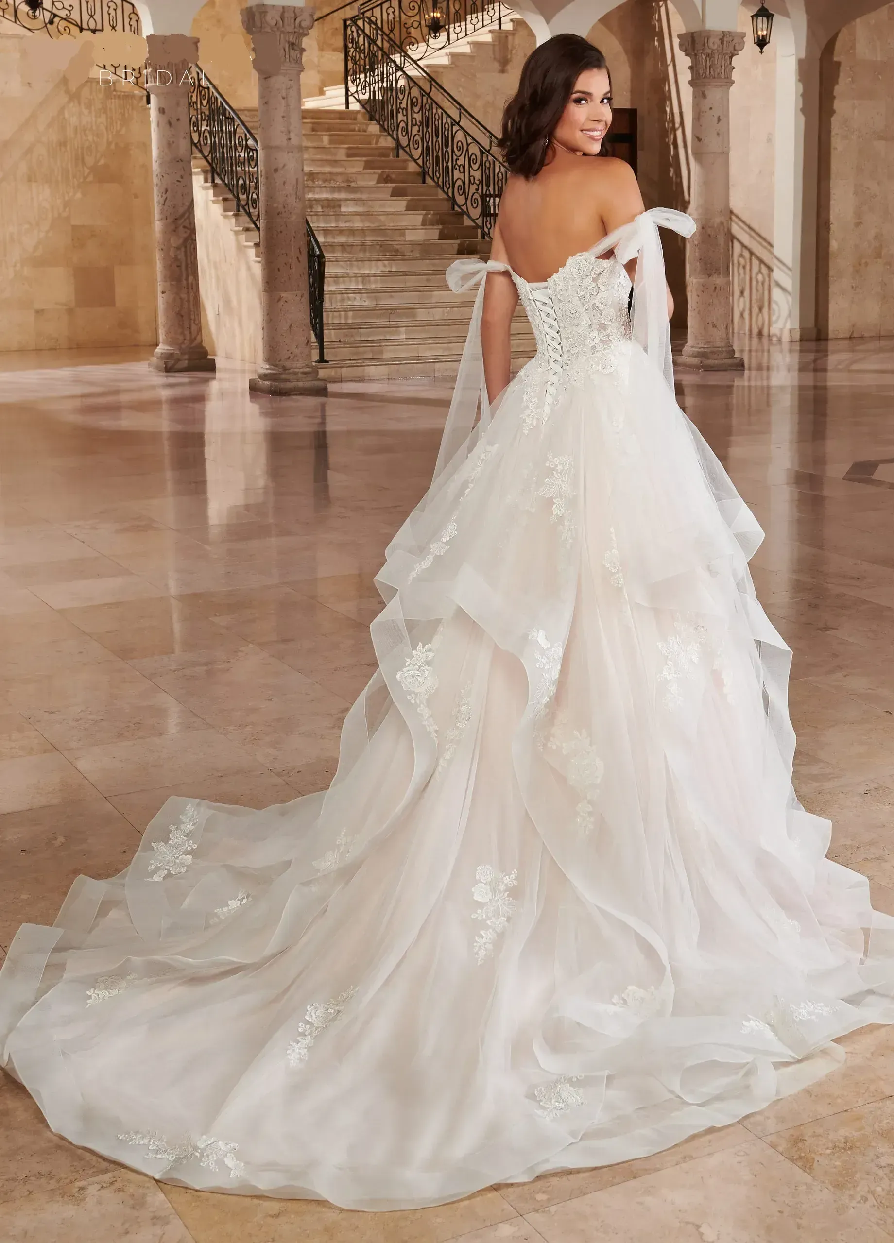 3613BRRA Tulle Bridal Ball Gown with Lace & Beaded Detail