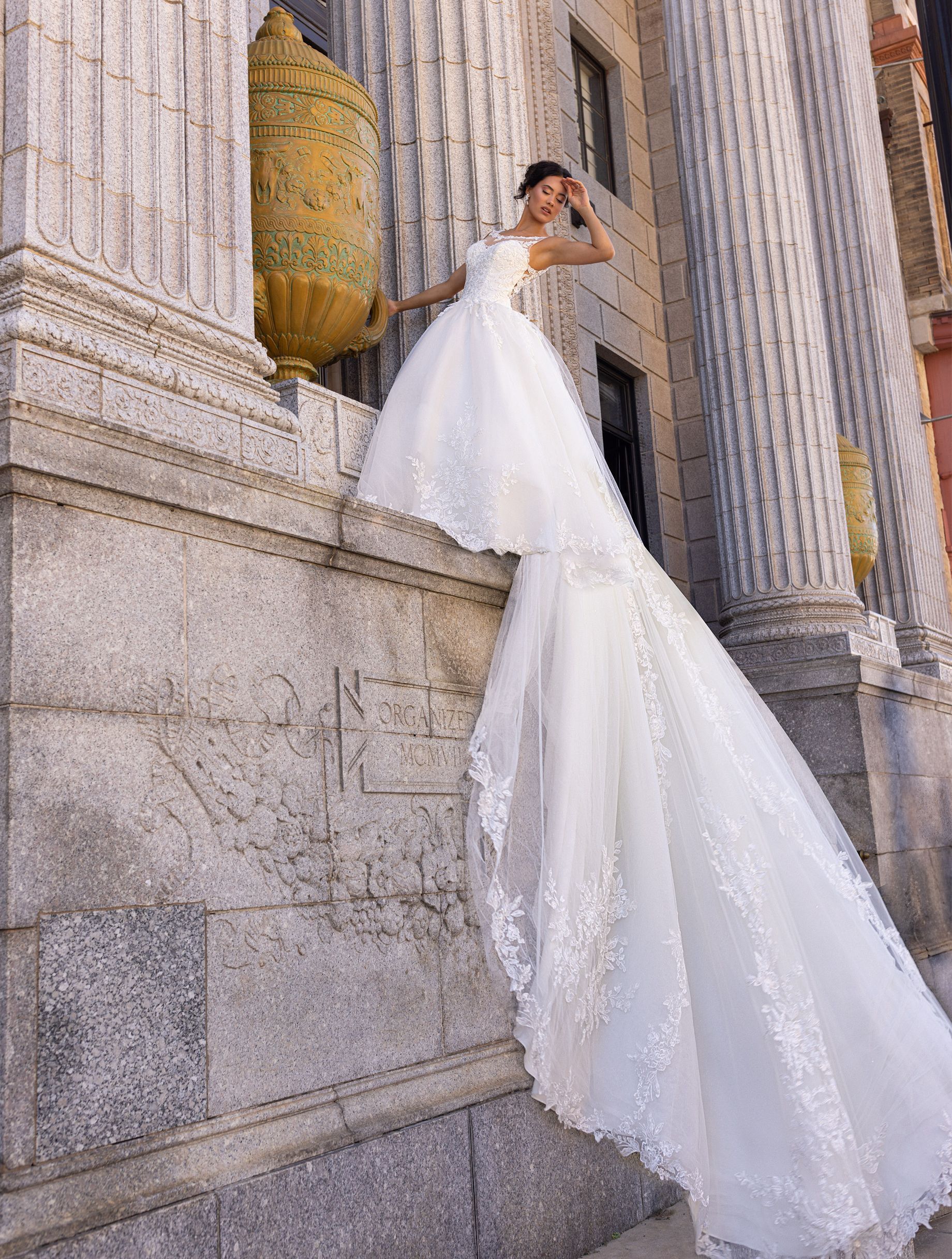 BG0124BR- Majestic Elegance Glitter Tulle Ball Gown