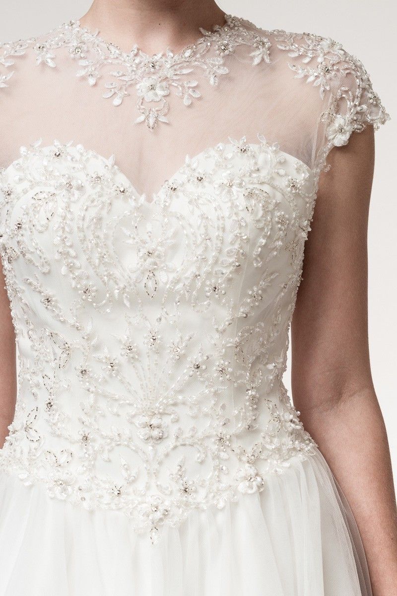 Eternal Sparkle High-Neck Tulle A-Line Bridal Gown